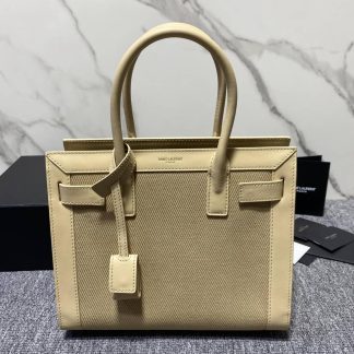 Replica Saint Laurent Sac de Jour Smooth Calfskin Canvas Small Tote Beige