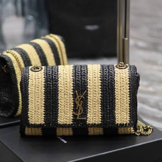 Replica Saint Laurent Raffia Striped Toy Cabas Shoulder Bag