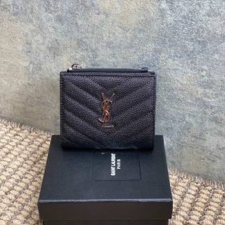 Replica Saint Laurent Leather Bi-Fold Logo Wallet