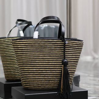 Replica Saint Laurent Panier Woven Striped Tote Bag