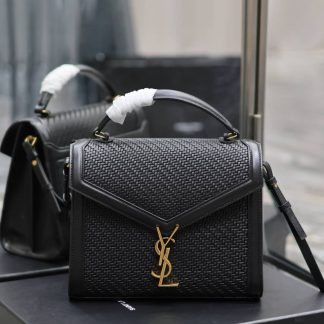 Replica Saint Laurent Calfksin Woven Mini Classic Monogram Cassandra Top Handle Bag