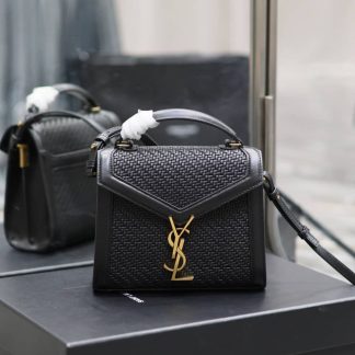 Replica Saint Laurent Cassandra Woven Leather Mini Top Handle Bag