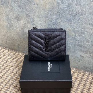 Replica Saint Laurent Leather Bi-Fold Logo Wallet