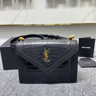 Replica Saint Laurent Calfskin Crocodile Embossed Gaby Satchel