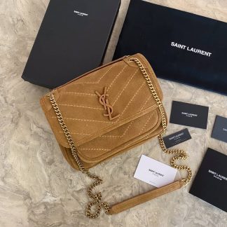 Replica Saint Laurent Suede Monogram Niki Chain Satchel