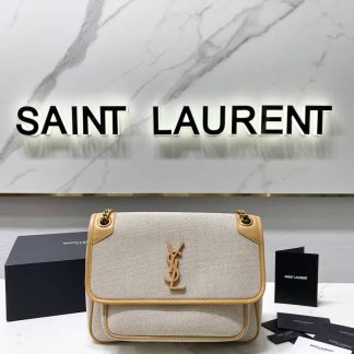 Replica Saint Laurent Niki Cotton Canvas Shoulder Bag