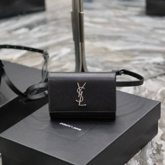 Replica Saint Laurent Kate Grain de Poudre Leather belt bag