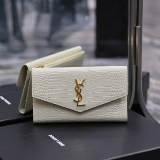 Replica Saint Laurent Uptown calfskin Crocodile Embossed Pouch