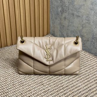 Replica Saint Laurent Lambskin Loulou Puffer Bag Beige