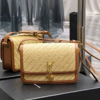 Replica Saint Laurent Solferino Raffia Vegetable-Tanned Leather Satchel