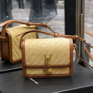 Replica Saint Laurent Solferino Natural Raffia Shoulder Bag