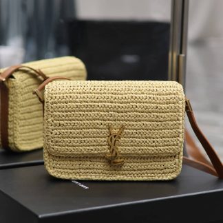 Replica Saint Laurent Solferino Natural Raffia Shoulder Bag