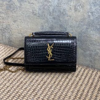 Replica Saint Laurent Sunset Monogram Croc Wallet On Chain