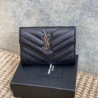 Replica Saint Laurent Monogram Envelope Wallet Card Holder Black