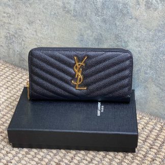 Replica Saint Laurent Round Zipper Long Wallet Black