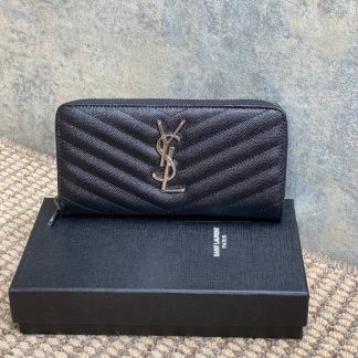 Replica Saint Laurent Round Zipper Long Wallet Black