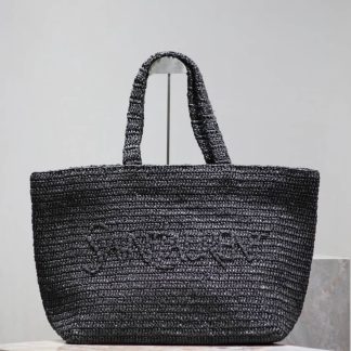 Replica Saint Laurent Raffia Logo Tote Bag