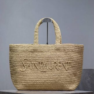 Replica Saint Laurent Raffia Logo Tote Bag