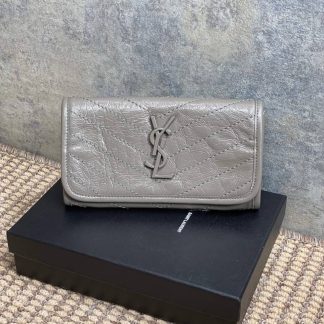 Replica Saint Laurent Niki Crinkle Leather Wallet