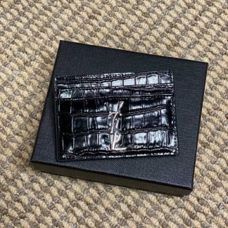 Replica Saint Laurent Calfskin Crocodile Plain Leather Logo Card Holder