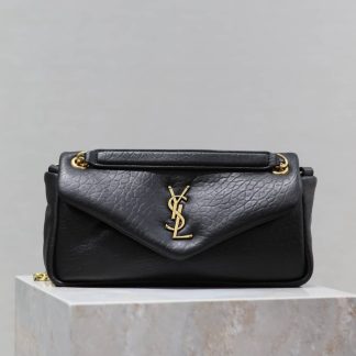 Replica Saint Laurent Calypso Grained Lambskin Chain Bag Black