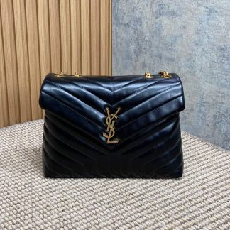 Replica Saint Laurent Monogram Leather Loulou Shoulder Bag Black