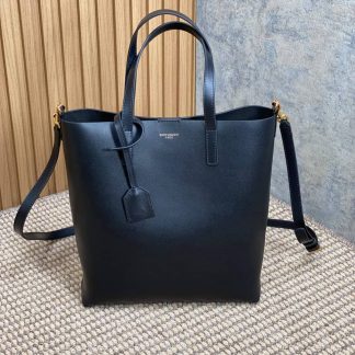 Replica Saint Laurent leather mini shopping bag Black