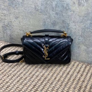 Replica Saint Laurent College Mini metalassé leather shoulder bag