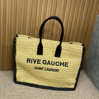 Replica Saint Laurent Rive Gauge Natural Raffia Tote Bag