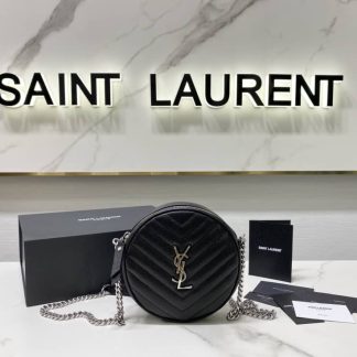 Replica Saint Laurent Vinyle Matelassé Round Camera Bag