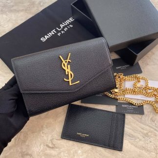 Replica Saint Laurent Grain de Poudre Uptown Chain Wallet