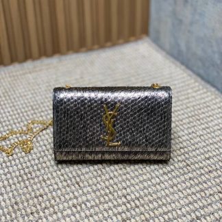 Replica Saint Laurent Metallic Python-embossed Kate Shoulder Bag