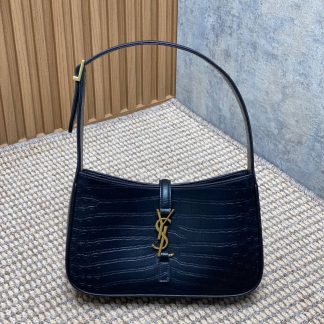 Replica Saint Laurent Crocodile-effect Leather LE 5 À 7 Hobo Shoulder Bag