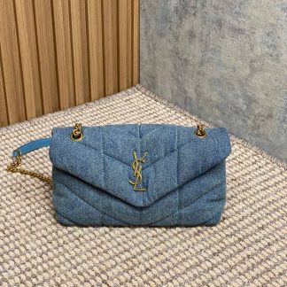 Replica Saint Laurent LouLou Puffer Denim Shoulder Bag