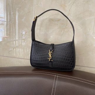 Replica Saint Laurent Le 5 À 7 Crocodile-Effect Leather hobo Shoulder Bag