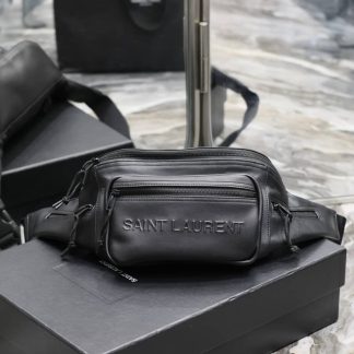 Replica Saint Laurent Black Leather Belt Bag