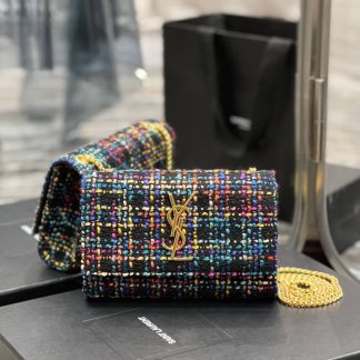 Replica Saint Laurent Kate Multicolored Tweed Crossbody Bag