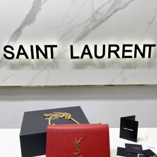 Replica Saint Laurent Kate Grain Leather Chain Shoulder Bag