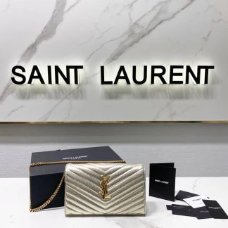 Replica Saint Laurent Quilted Leather Monogram Envelope Chain Bag