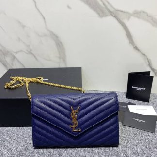 Replica Saint Laurent Quilted Leather Monogram Envelope Chain Bag