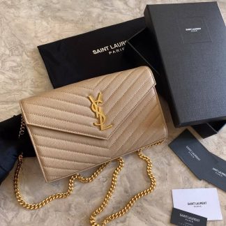 Replica Saint Laurent Quilted Leather Monogram Envelope Chain Bag