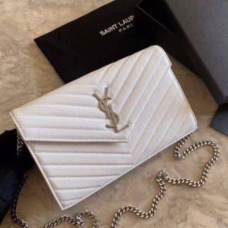 Replica Saint Laurent Quilted Leather Monogram Envelope Chain Bag