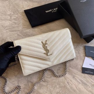 Replica Saint Laurent Quilted Leather Monogram Envelope Chain Bag