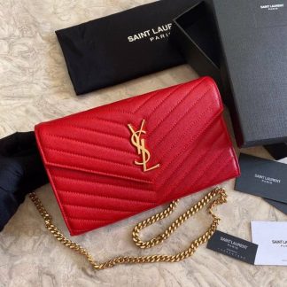 Replica Saint Laurent Quilted Leather Monogram Envelope Chain Bag