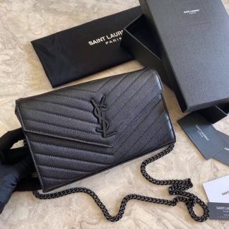 Replica Saint Laurent Quilted Leather Monogram Envelope Chain Bag