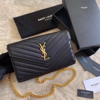 Replica Saint Laurent Quilted Leather Monogram Envelope Chain Bag