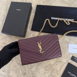 Replica Saint Laurent Quilted Leather Monogram Envelope Chain Bag