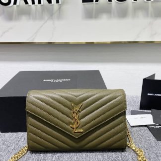 Replica Saint Laurent Quilted Leather Monogram Envelope Chain Bag