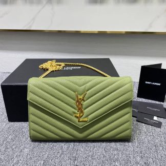 Replica Saint Laurent Quilted Leather Monogram Envelope Chain Bag