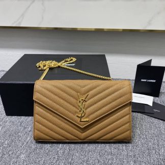 Replica Saint Laurent Quilted Leather Monogram Envelope Chain Bag